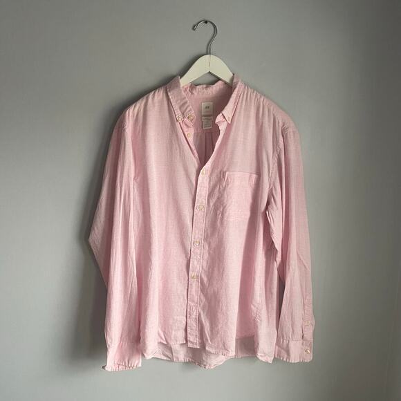 H&M Other - Men's H&M Pink Button Down Shirt 100% Cotton Regular Fit Size Large